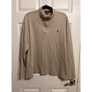Polo Ralph Lauren Mens XL Estate Rib 1/4 Zip Pony Long Sleeve Sweater Oatmeal